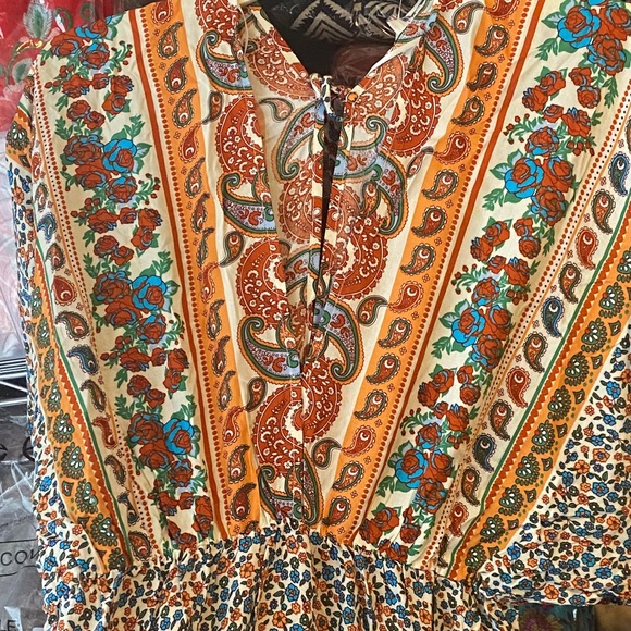 💼S Last One 🏜Sunset Boho Tile Flower Dress New - Picture 12 of 12